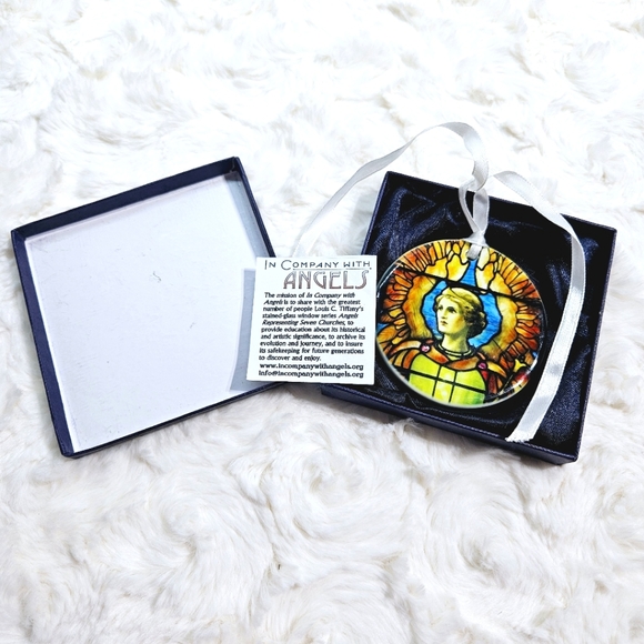 In Company With Angels - Round Porcelain Laodicea Angel Christmas Ornament - Picture 3 of 8